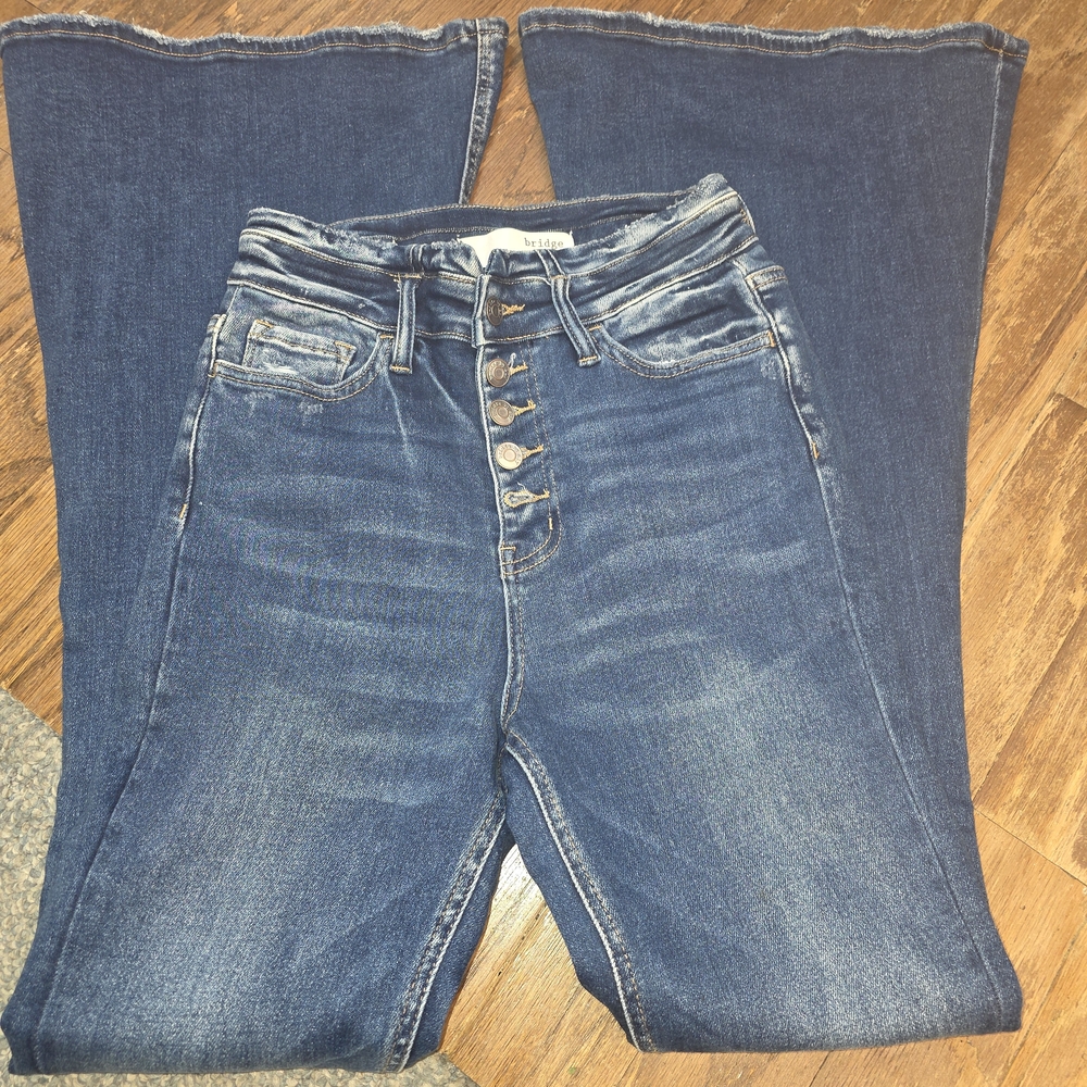 Bridge By Gly Button Fly Ultra High Rise Extreme Flare Jeans